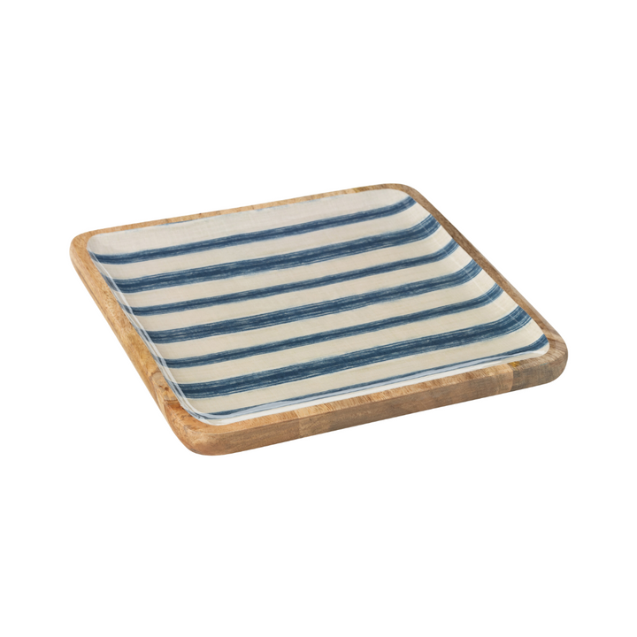 ANAYA STRIPES SQUARE TRAY | BLUE/WHITE 30X30X2.5CM