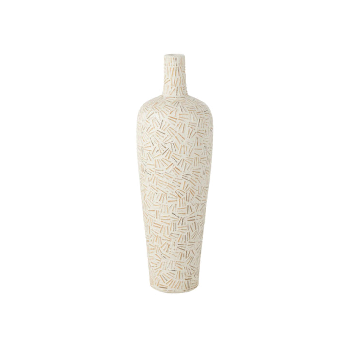 Medium Linart ceramic vase with white and natural linear design