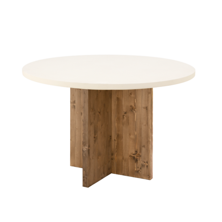 TERRALINE MICROCEMENT ROUND DINING TABLE  | OFF-WHITE