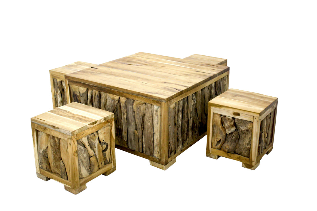 AUKENA - NATURAL TEAK WOOD COFFEE TABLE