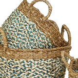 OXANA BRAIDED BASKET | TEAL/NATURAL