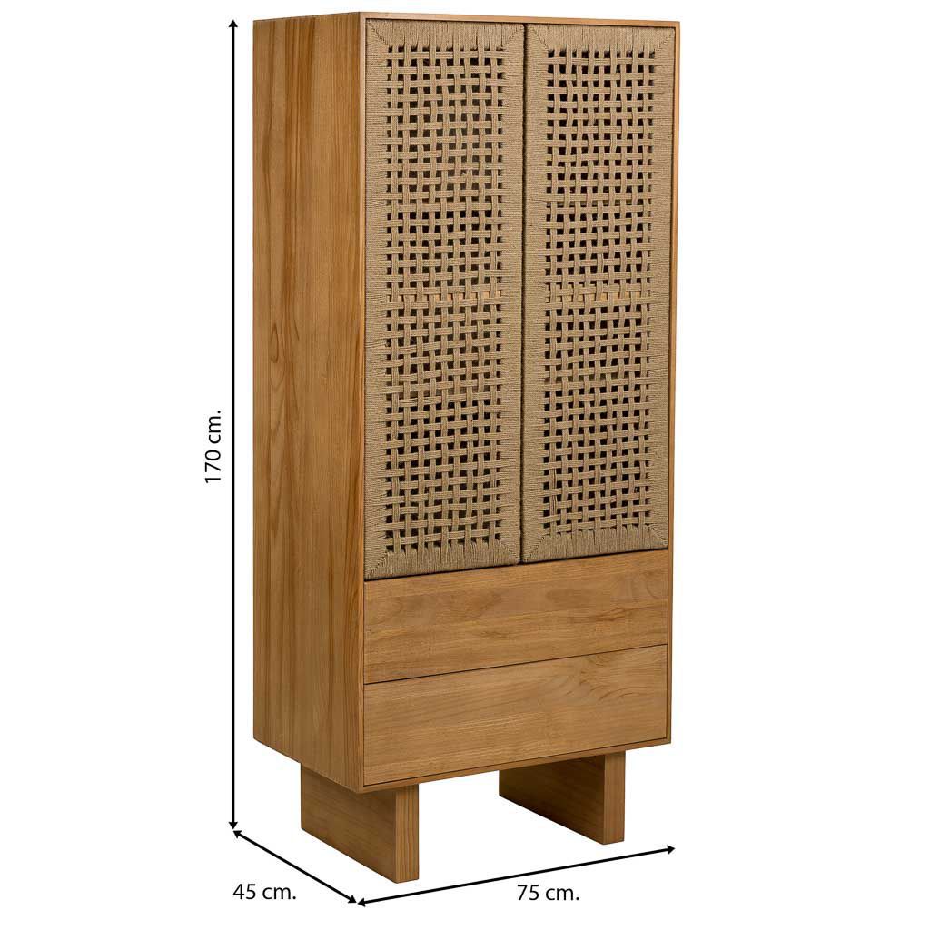 MADURA WARDROBE | 2 DOORS | NATURAL 75X45X170CM