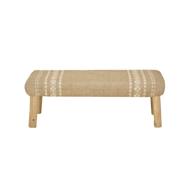 ASHRAM JUTE BENCH | NATURAL /WHITE 120X40X40CM