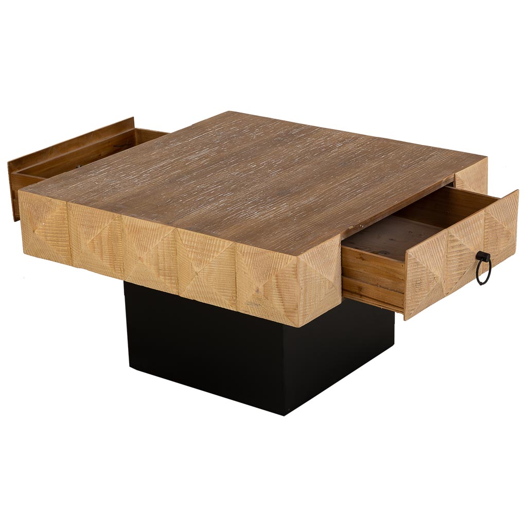 KERATON COFFEE TABLE W/DRAWERS | NATURAL/BLACK 81.5X86X46CM