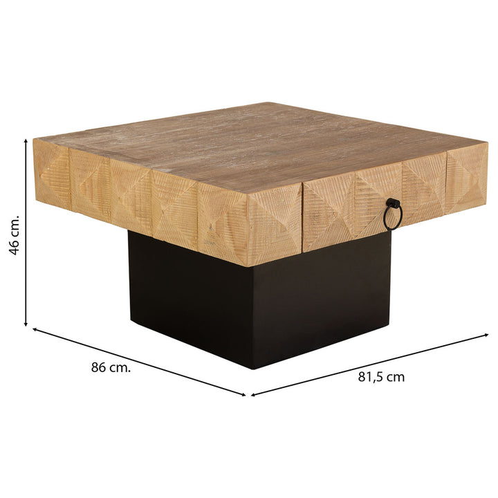 KERATON COFFEE TABLE W/DRAWERS | NATURAL/BLACK 81.5X86X46CM