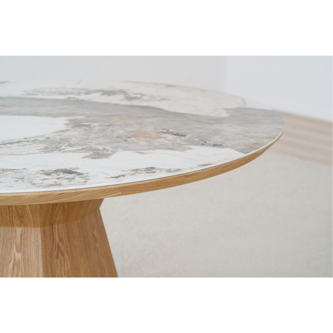 ASH & CERAMIC DINING TABLE | NATURAL/WHITE 150X75CM