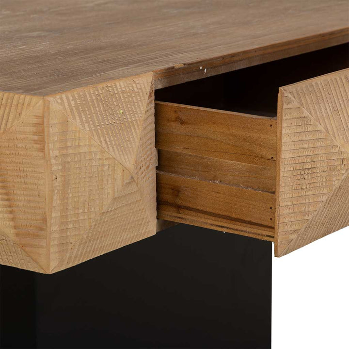 KERATON COFFEE TABLE W/DRAWERS | NATURAL/BLACK 81.5X86X46CM