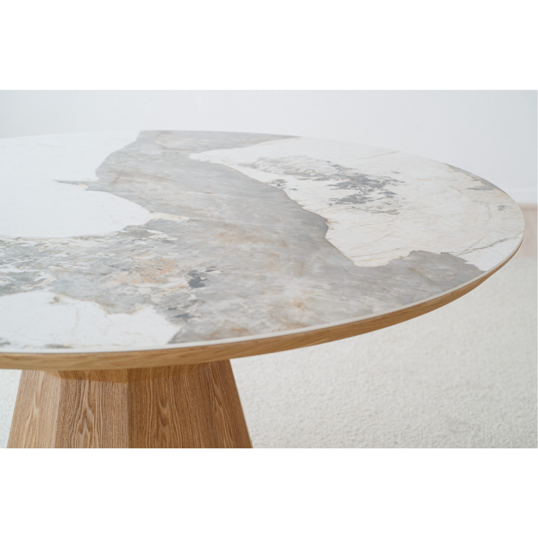 ASH & CERAMIC DINING TABLE | NATURAL/WHITE 150X75CM