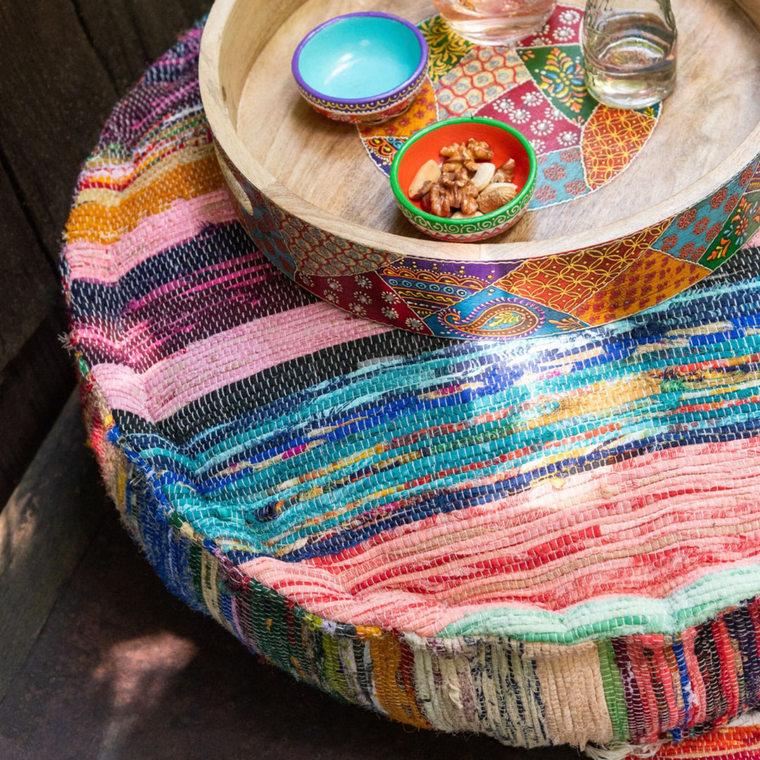 FARSHA CHINDI ROUND POUF | 55X20CM