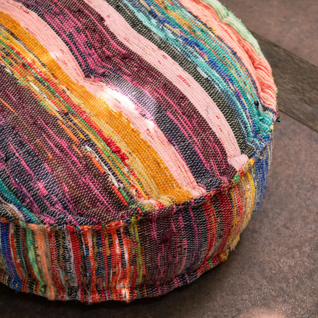 FARSHA CHINDI ROUND POUF | 55X20CM