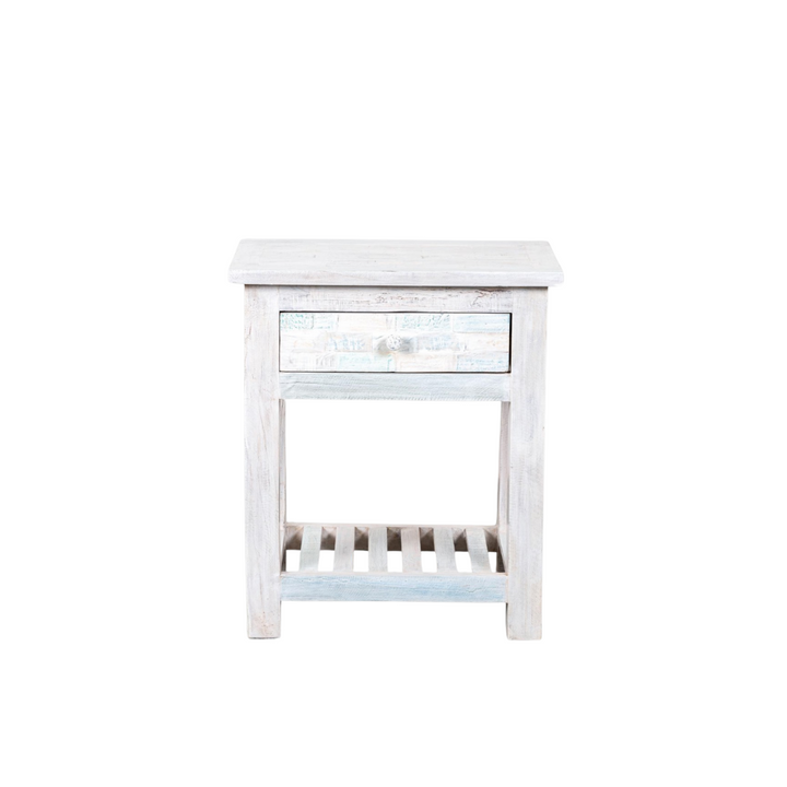 FORMENTERA COLLECTION BEDSIDE TABLE | WHITE WASH 60X40X70CM