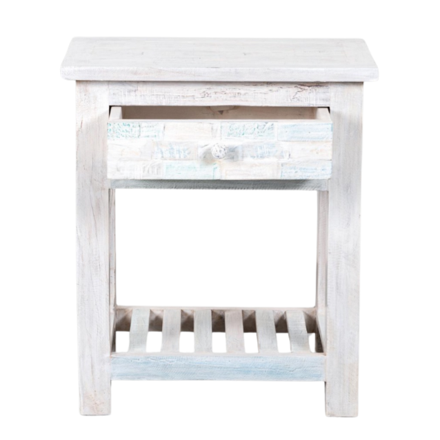 FORMENTERA COLLECTION BEDSIDE TABLE | WHITE WASH 60X40X70CM