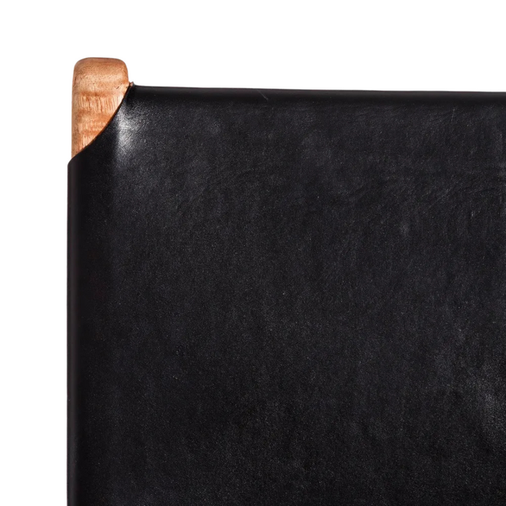 BUFFALO TEAK AND LEATHER DINING CHAIR | BLACK 50X52X83CM