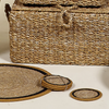 STRAW COASTER S/4 | MUSTARD/BLACK/NATURAL 10CM