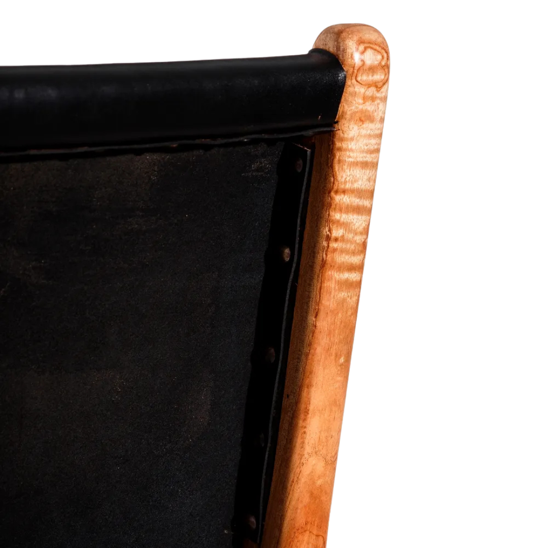 BUFFALO TEAK AND LEATHER DINING CHAIR | BLACK 50X52X83CM