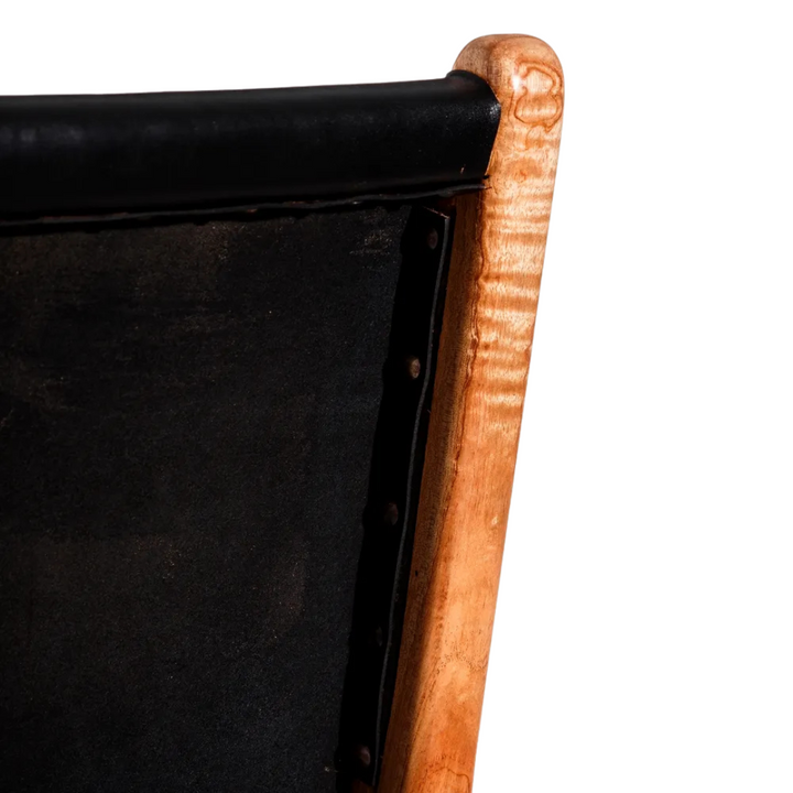 BUFFALO TEAK AND LEATHER DINING CHAIR | BLACK 50X52X83CM