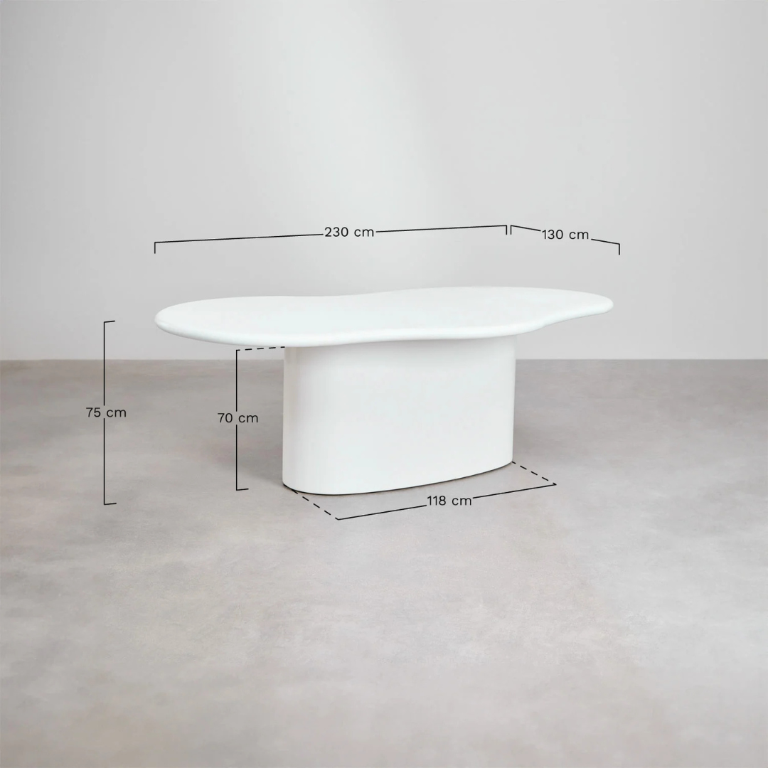 ORGANIC CEMENT DINING TABLE | WHITE 230X130X75CM