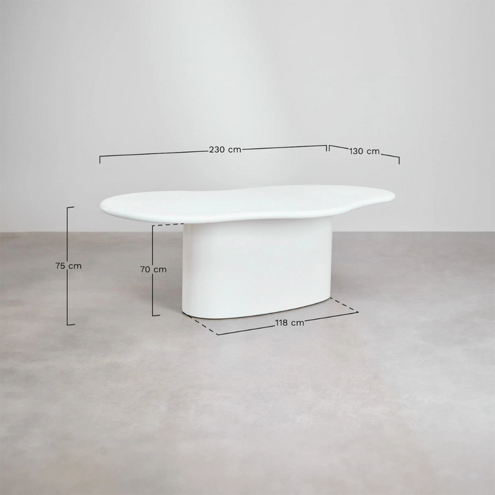 ORGANIC CEMENT DINING TABLE | WHITE 230X130X75CM
