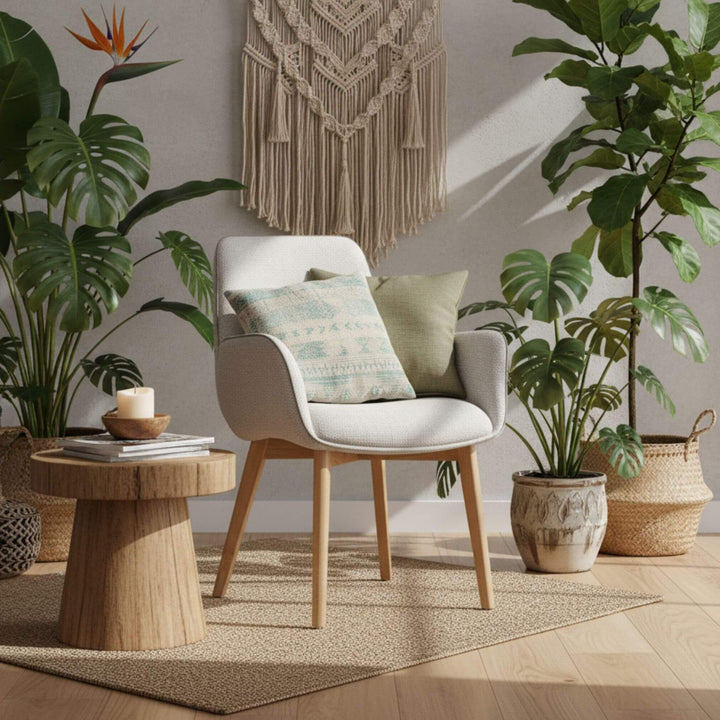 Nobu dining chair styled in boho chic setting