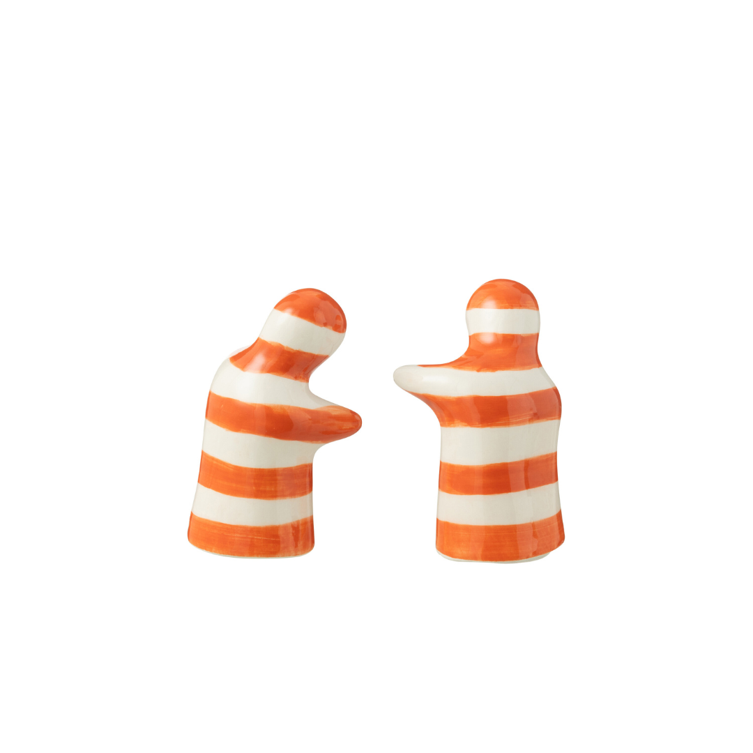 ZUMA STRIPES SALT & PEPPER POTS | ORANGE 7X4.5X8CM