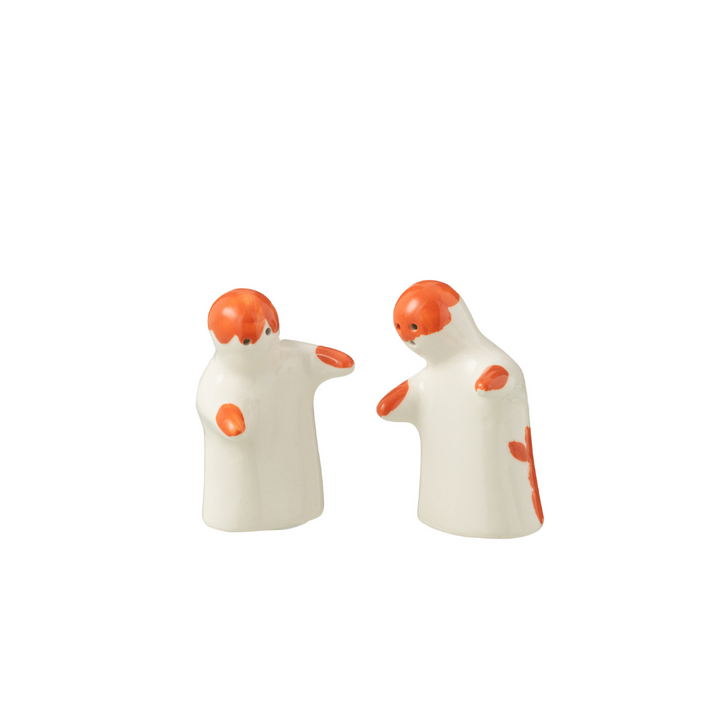 ZUMA FLOWER SALT & PEPPER POTS | ORANGE 7X4.5X8CM