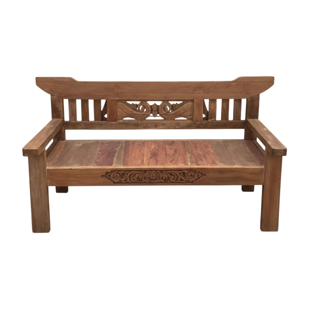SKOPELOS INDONESIAN CARVED TEAK WOOD BENCH | 180X75X95CM