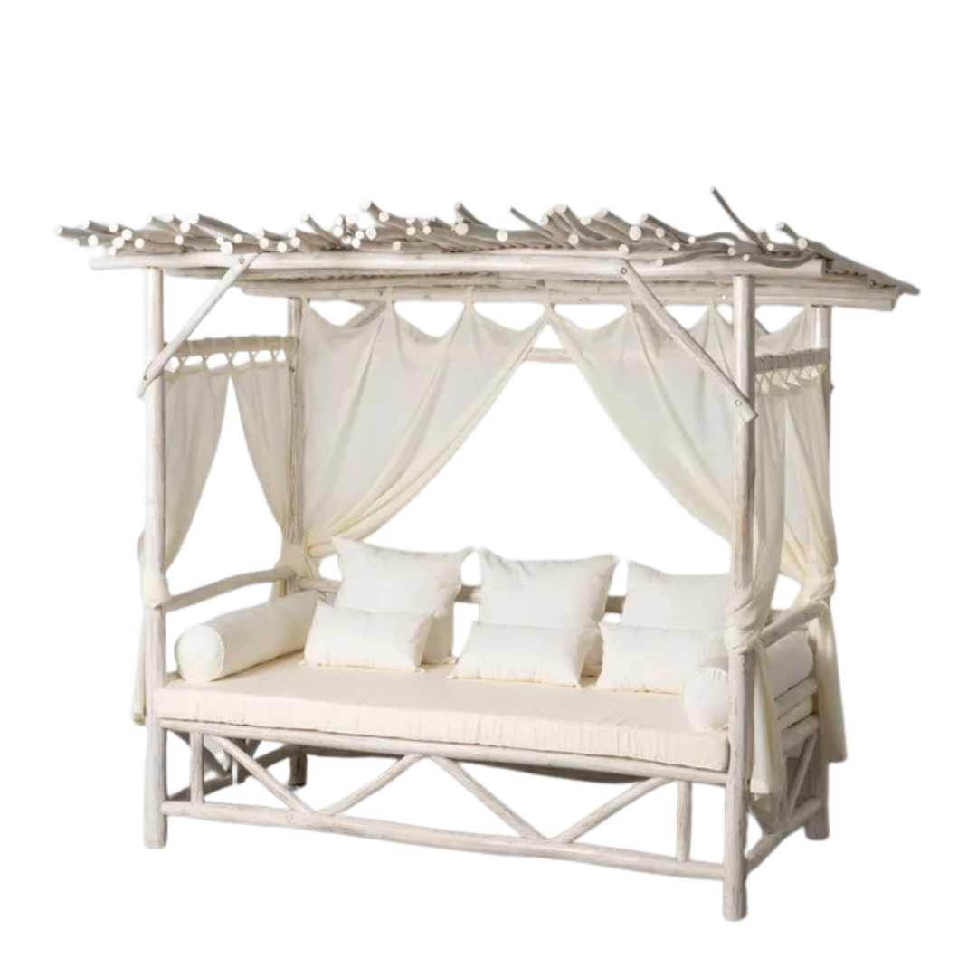 CAHYA BALINESE TEAK DAYBED | WHITEWASHED 200X150X200CM