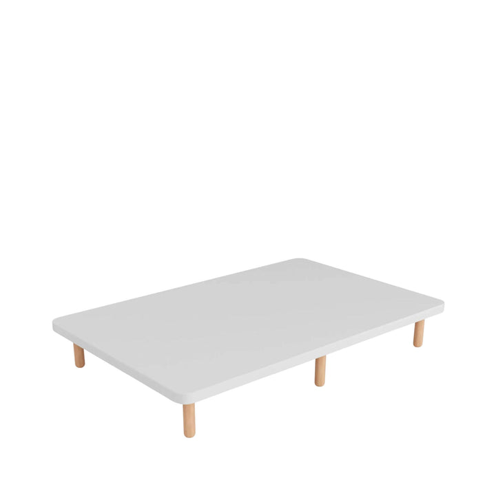 Front view of 3D upholstered bed base showcasing its clean rectangular design and upholstered finish.