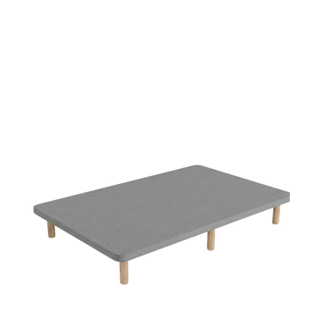 Front view of 3D upholstered bed base showcasing its clean rectangular design and upholstered finish.