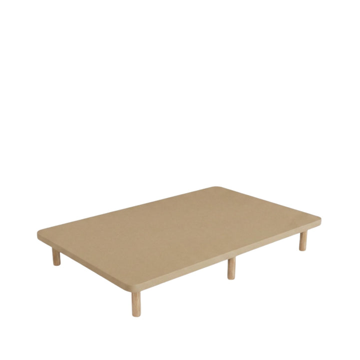 Front view of 3D upholstered bed base showcasing its clean rectangular design and upholstered finish.