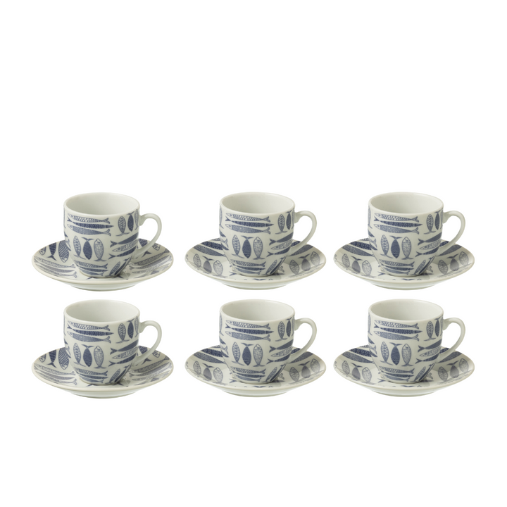 FISH CERAMIC CUP+PLATE S/6 | 5.1X3X5.5CM