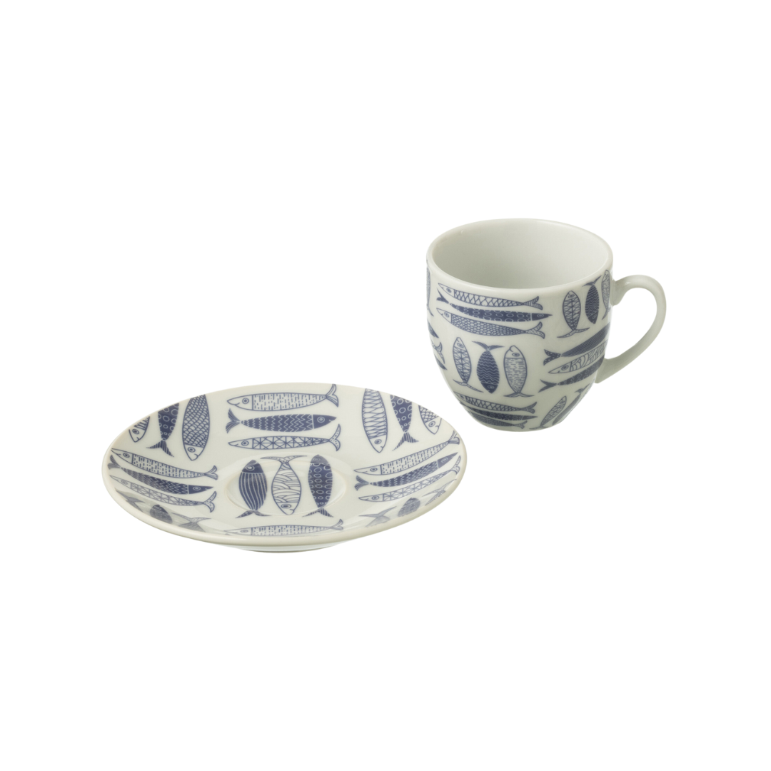 FISH CERAMIC CUP+PLATE S/6 | 5.1X3X5.5CM
