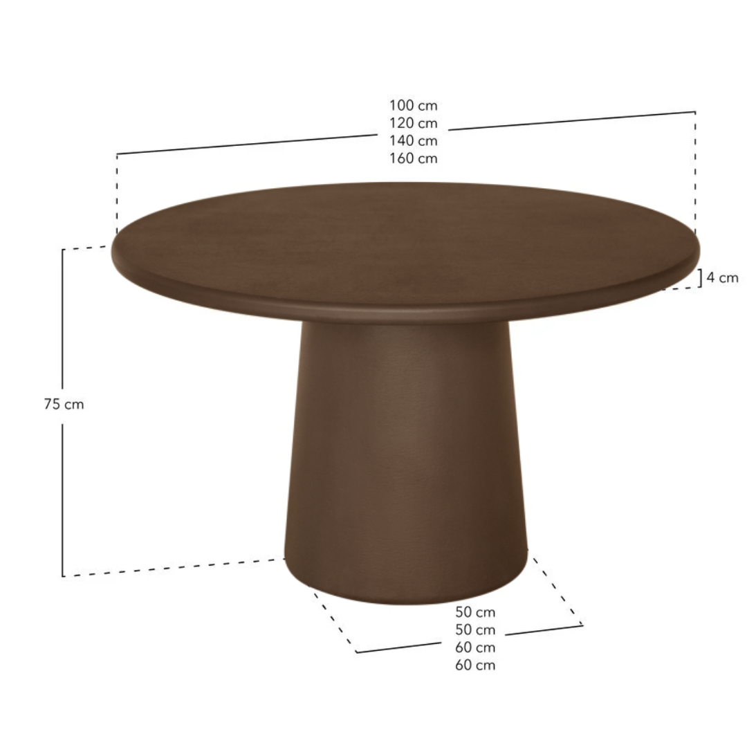 LUNA MICROCEMENT ROUND DINING TABLE  | BROWN