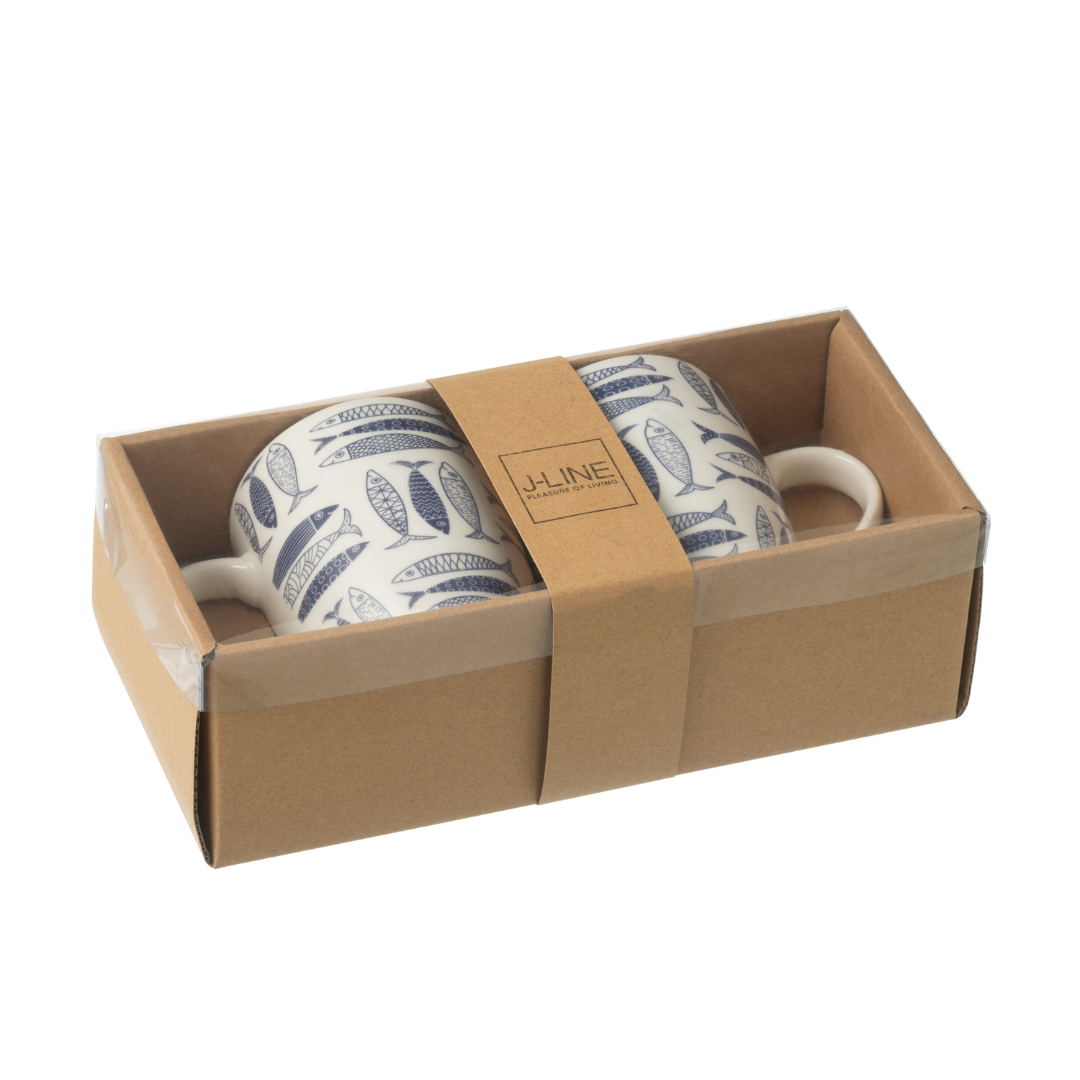 FISH CERAMIC CUP S/2 | 8.2X5.4X10.4CM