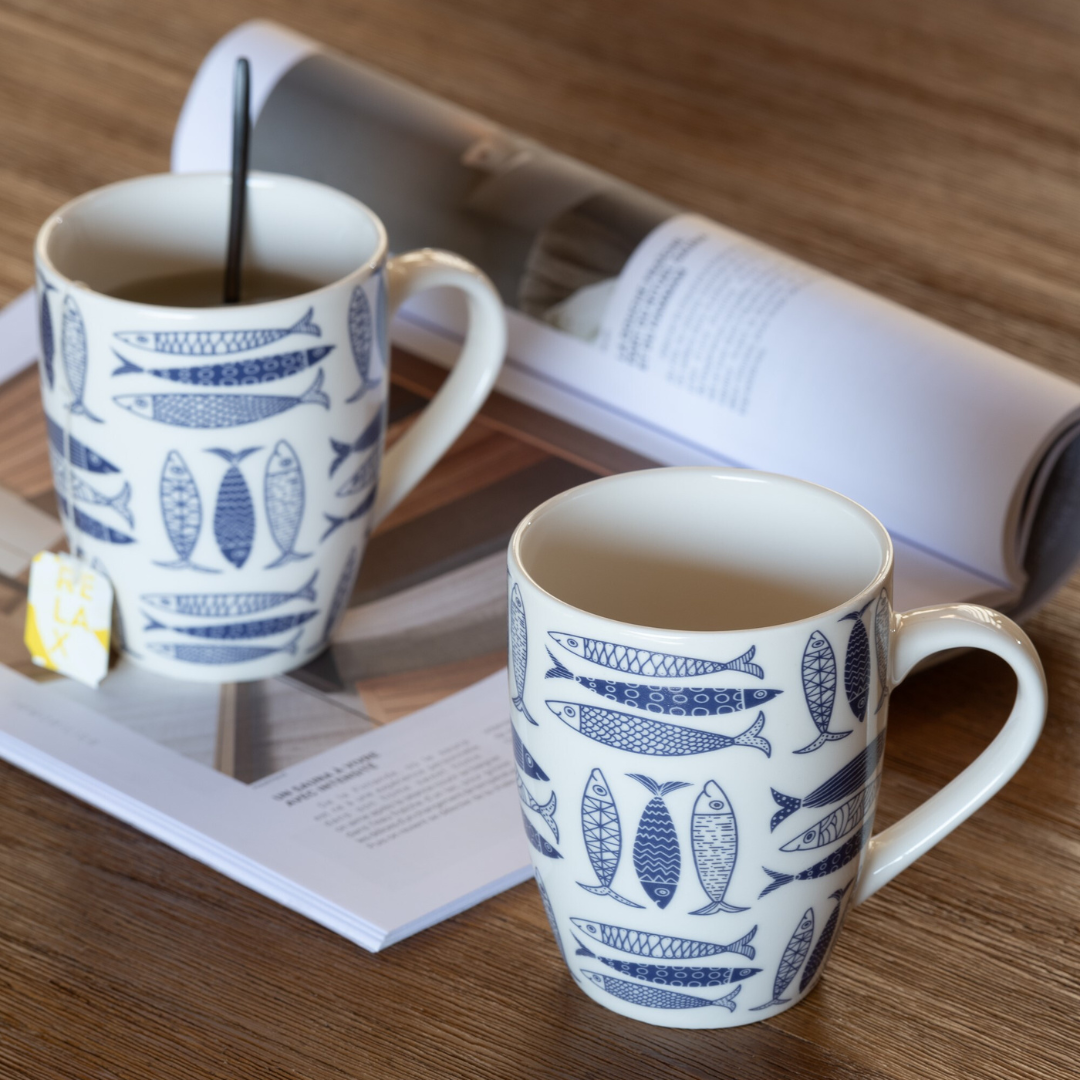 FISH CERAMIC CUP S/2 | 8.2X5.4X10.4CM