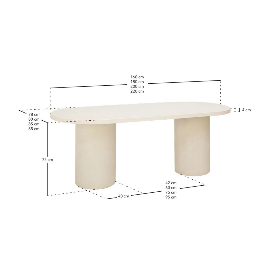 CEMENTIQUE MICROCEMENT OVAL DINING TABLE  | OFF-WHITE