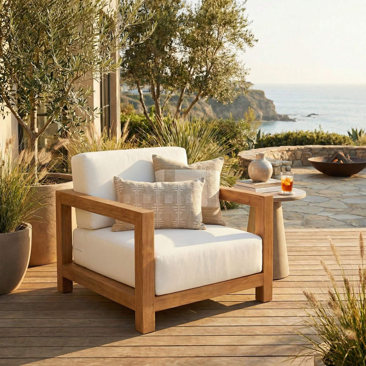 SANTORINI SOLID TEAK ONE SEATER SOFA