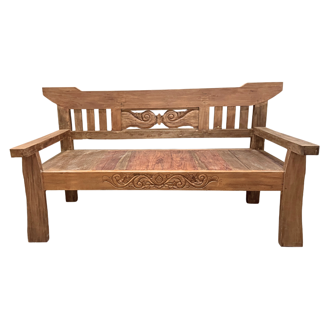 SKOPELOS INDONESIAN CARVED TEAK WOOD BENCH | 180X75X95CM