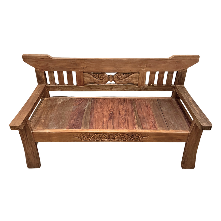 SKOPELOS INDONESIAN CARVED TEAK WOOD BENCH | 180X75X95CM