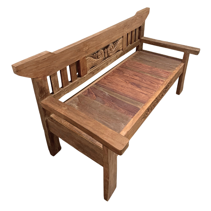 SKOPELOS INDONESIAN CARVED TEAK WOOD BENCH | 180X75X95CM