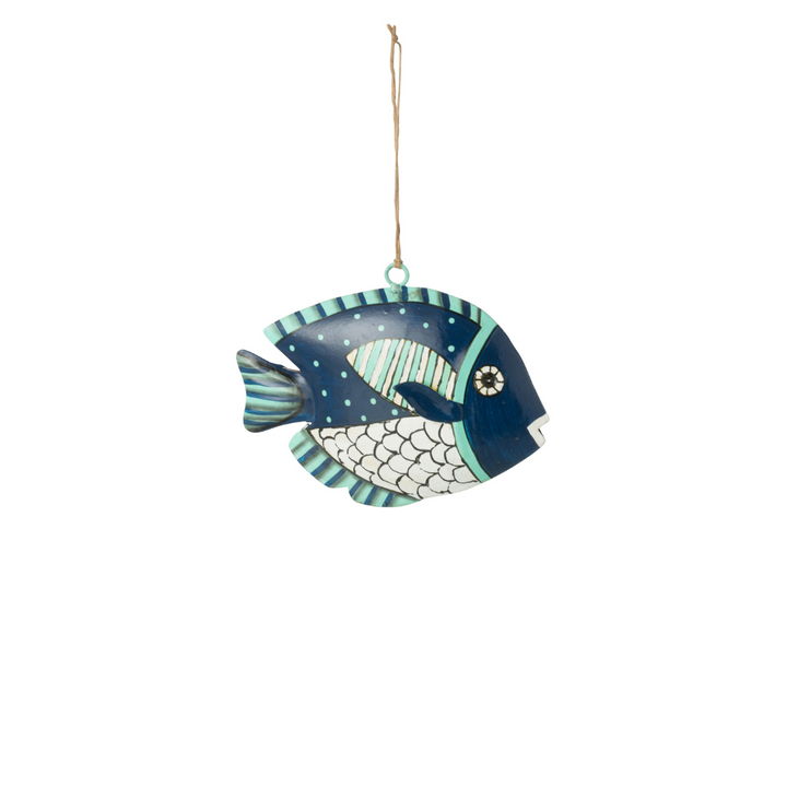 OCEAN COLLECTION HANGING IRON FISH | BLUE MIX