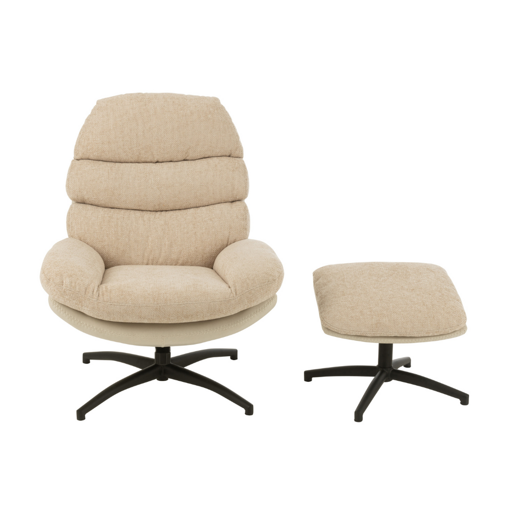Zena lounge chair and footstool, straight front view