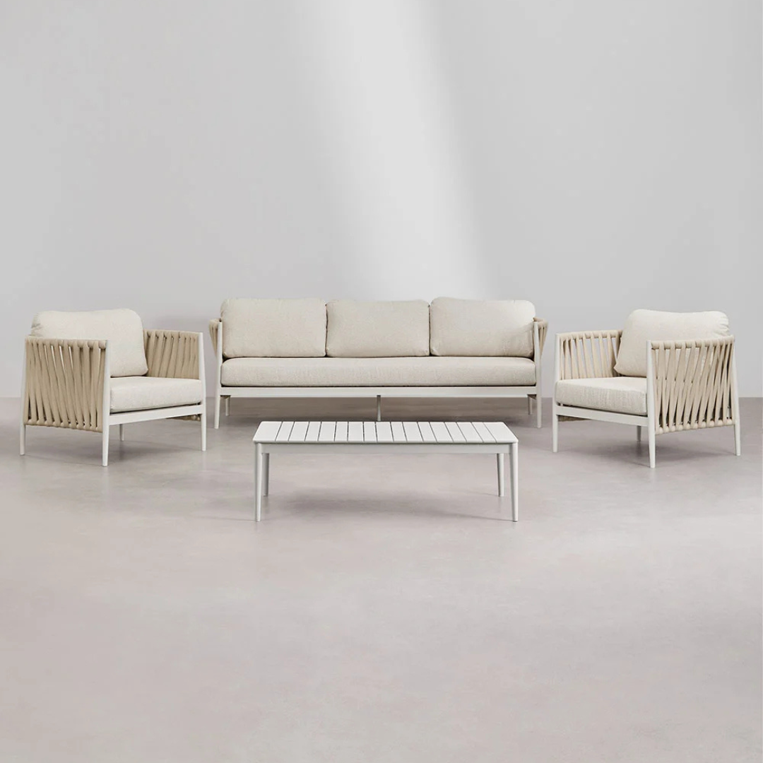 LUA OUTDOOR ONE SEATER SOFA | BEIGE/WHITE 95X84X85CM