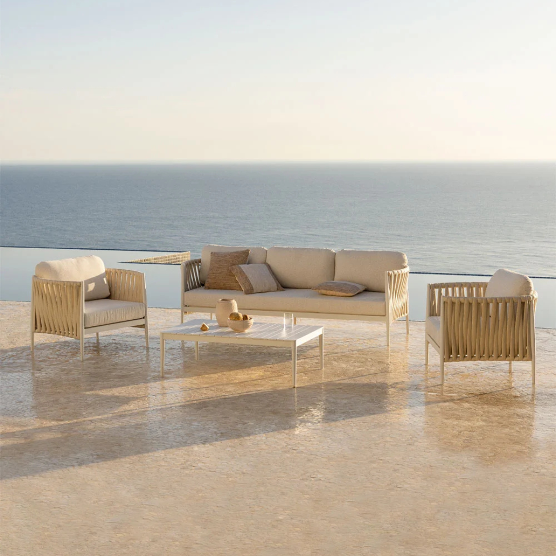 LUA OUTDOOR ONE SEATER SOFA | BEIGE/WHITE 95X84X85CM
