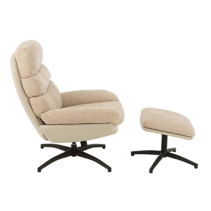 Side view of Zena lounge chair showing curved seat and base