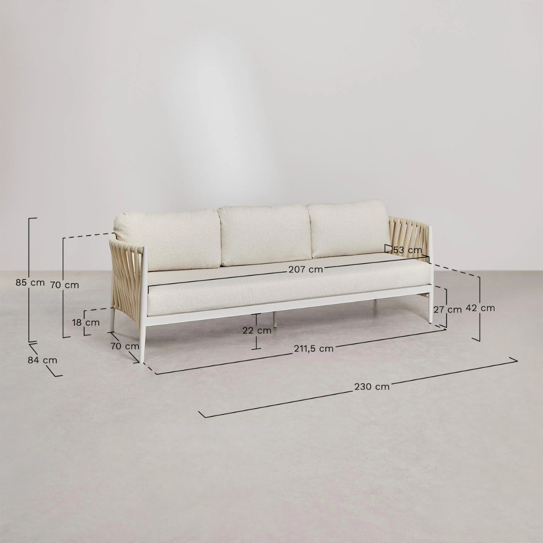 LUA OUTDOOR SOFA | BEIGE/WHITE 230X84X85CM