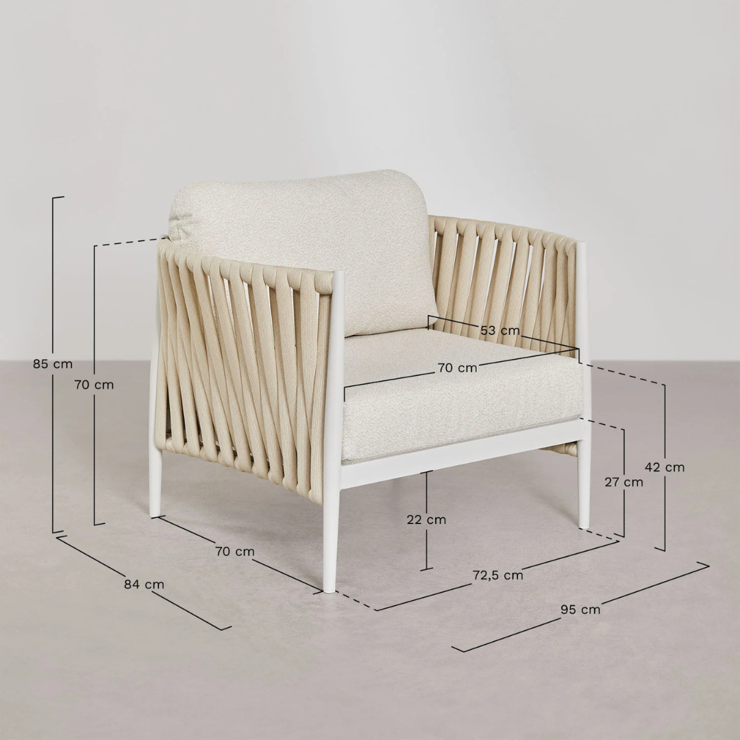 LUA OUTDOOR ONE SEATER SOFA | BEIGE/WHITE 95X84X85CM