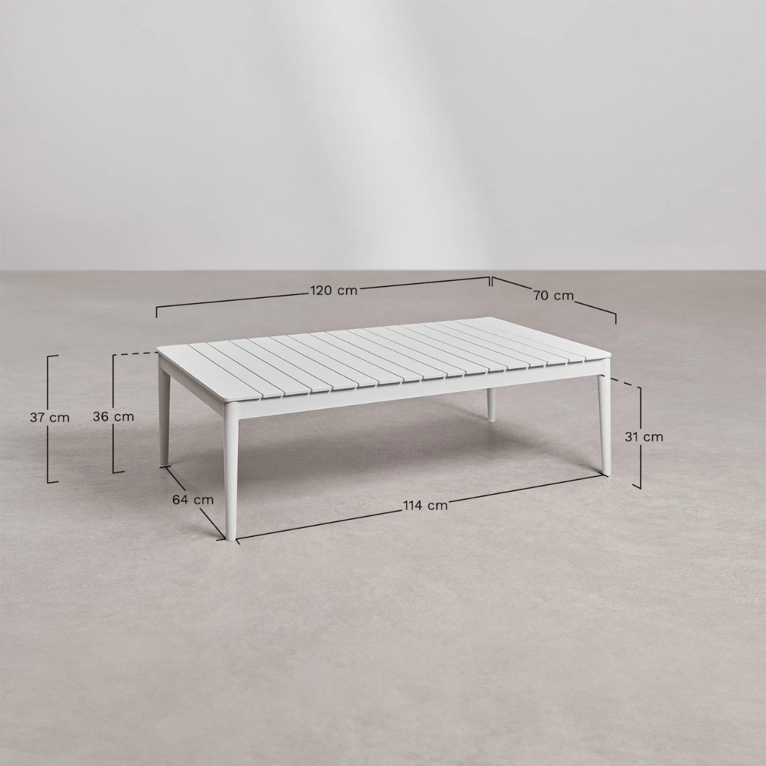 LUA OUTDOOR COFFE TABLE | WHITE 120X70X37CM