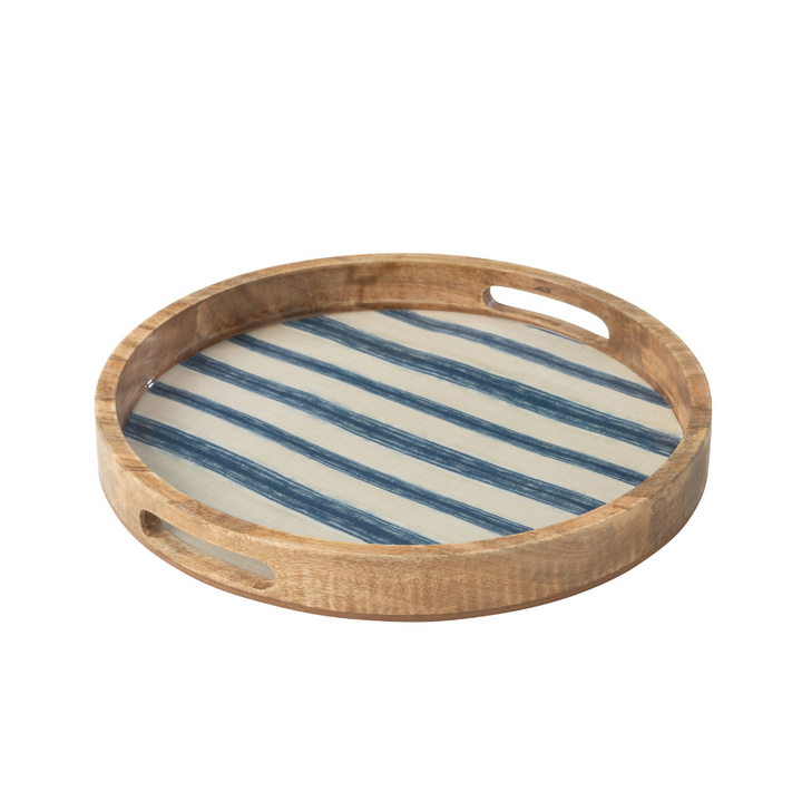 ANAYA STRIPES ROUND TRAY | BLUE/WHITE 40X4.5CM