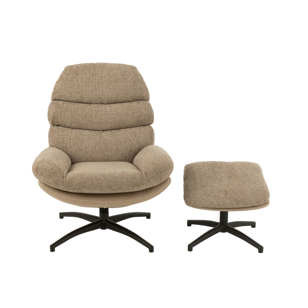 Zena lounge chair and footstool, straight front view